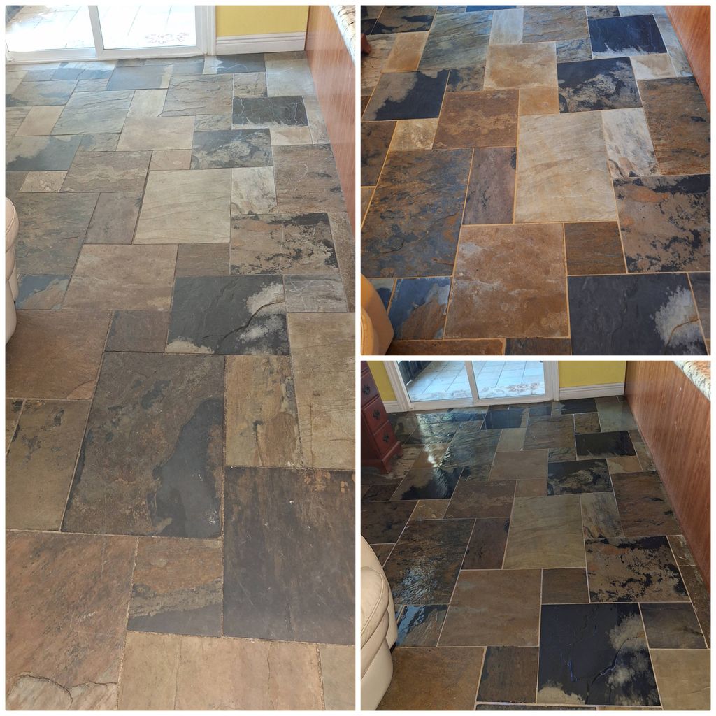 Before, after deep cleaning, and after shiny seal.