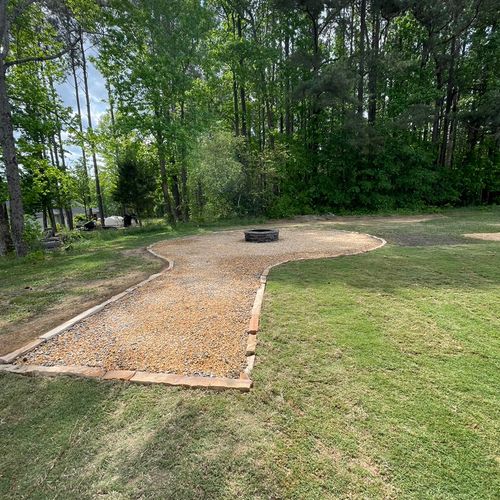 Fire pit installation with drilling area
