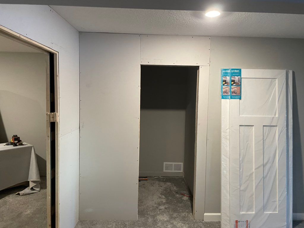 4/3 closing off a room to create office space. Add