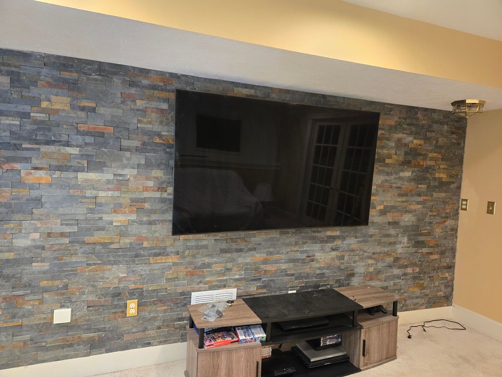 Tv Mount with stone wall 