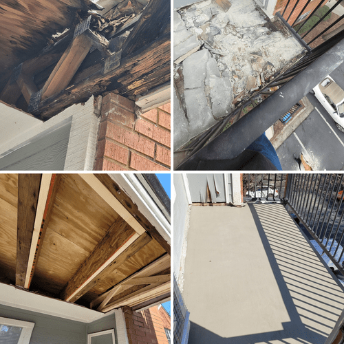 Severe rotten wood & concrete patio repair