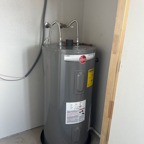 New electric water heater install with drip leg st