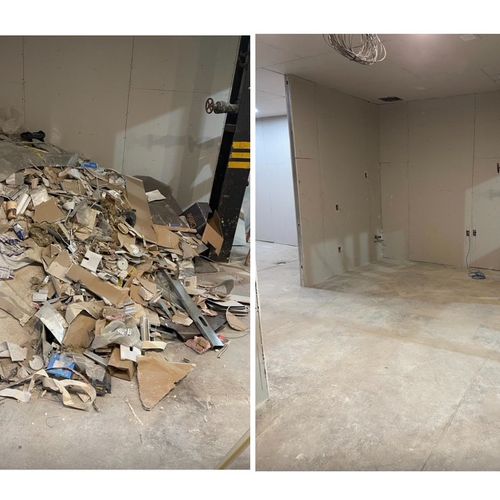 Office space clean up of construction debris 