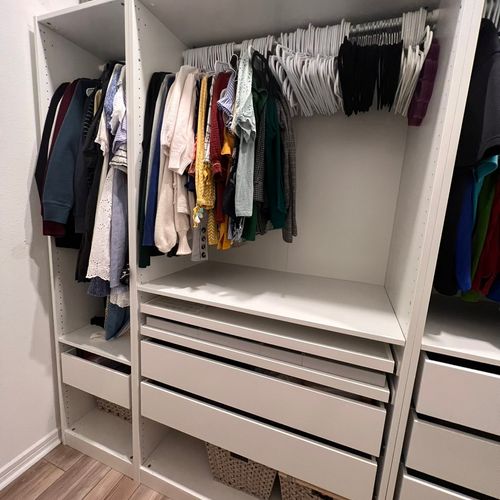 Thank you for building the Ikea closets. He was qu