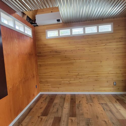 Tuff Shed interior rustic style