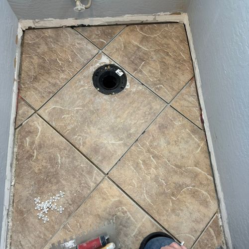 Rough plumbing and tile set