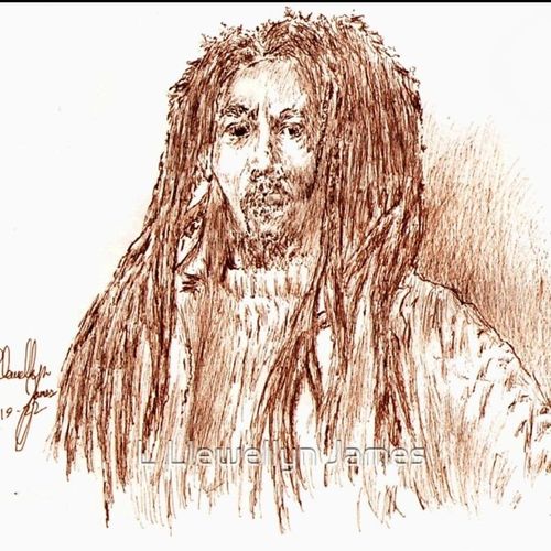 Pen and Ink Illustration of Bob Marley