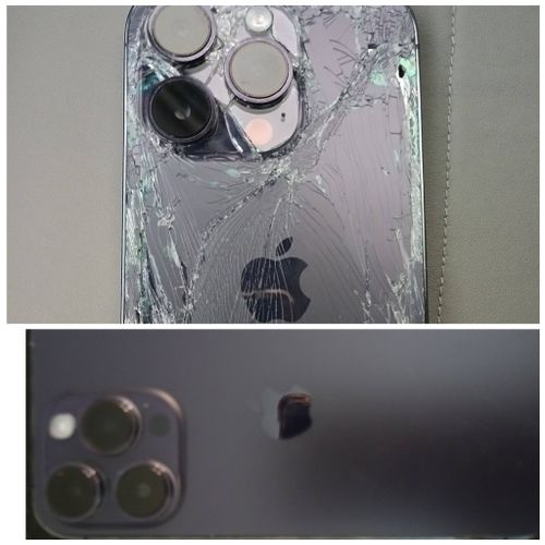 Before & after iPhone 14 Pro screens back & front 