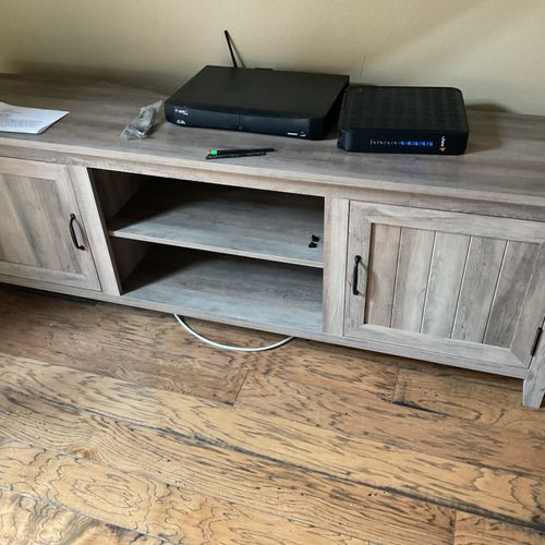 Mike built a tv stand for me in just over an hour.