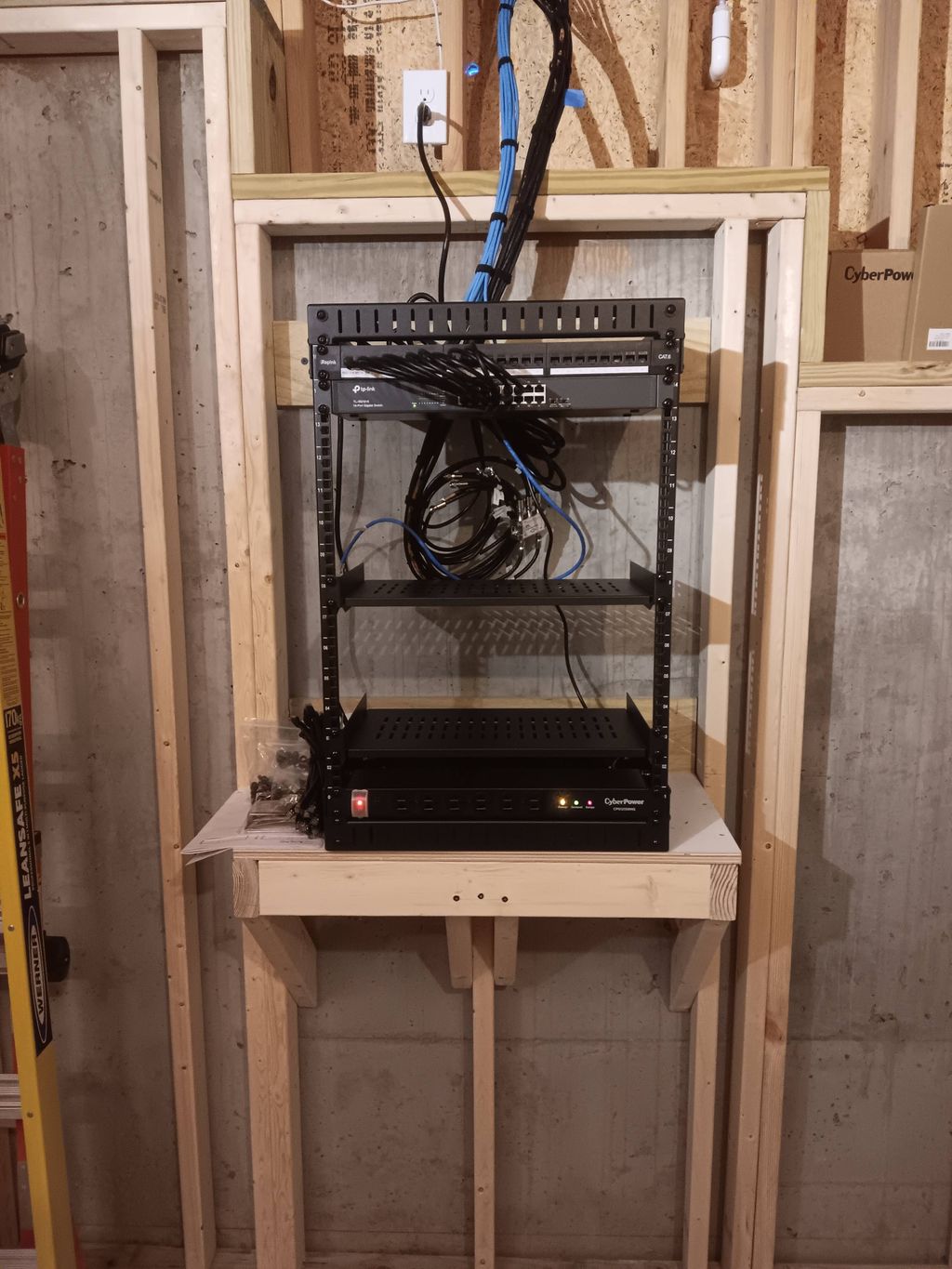 home rack install with cable management, data term