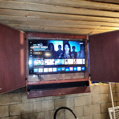 Custom Exterior TV and Soundbar Cabinet