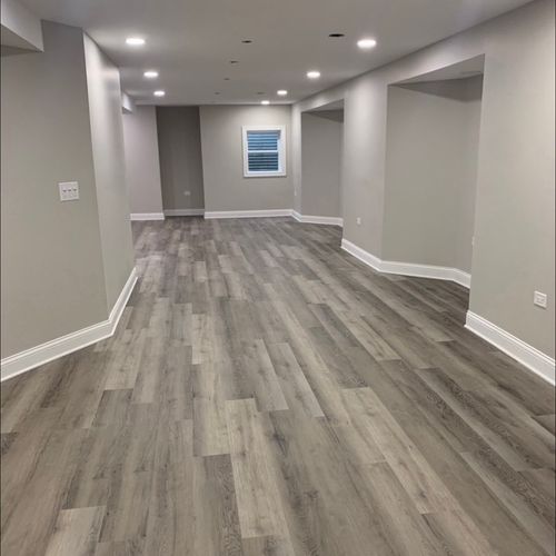 Recess lighting , floors, paint, baseboard and tri
