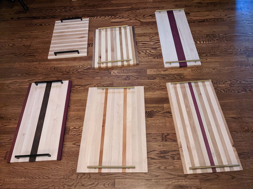 charcuterie boards with purple heart wood