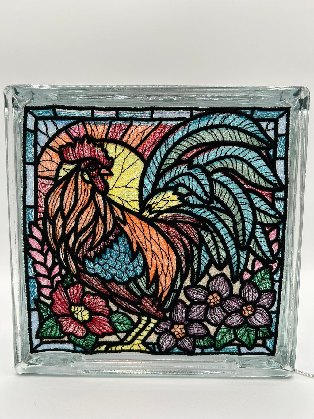 Rooster Stained Glass Light Box
