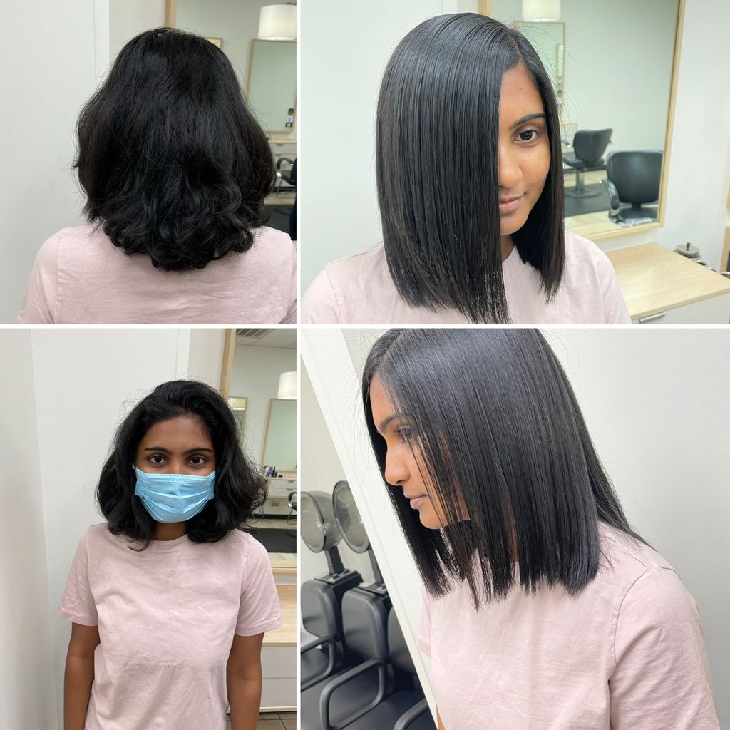 Before and After-Keratin treatment and haircut