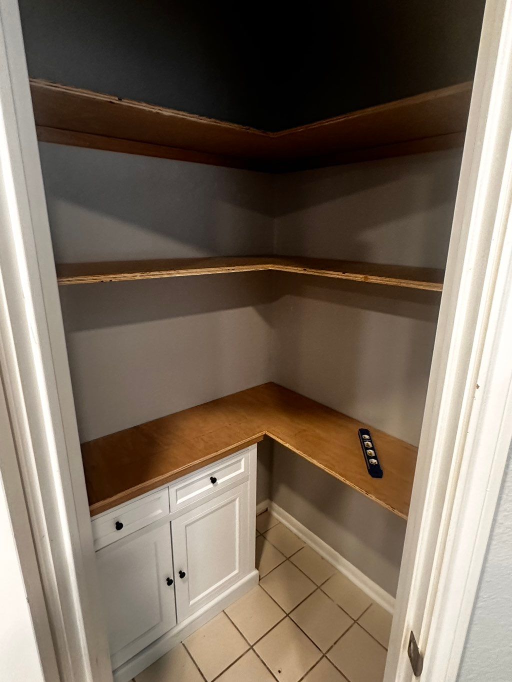 New pantry shelves.  The front of each shelf will 