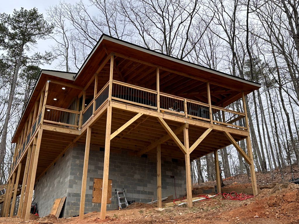 Covered roof and elevated deck that I built.