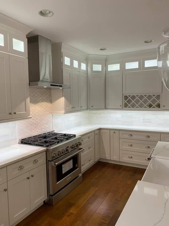 After the old maple cabinets