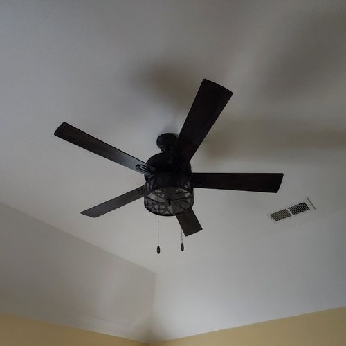 Mr. Carlton was hired to install a fan. 
He was pr