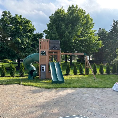 A three story playscape was assembled and it looks