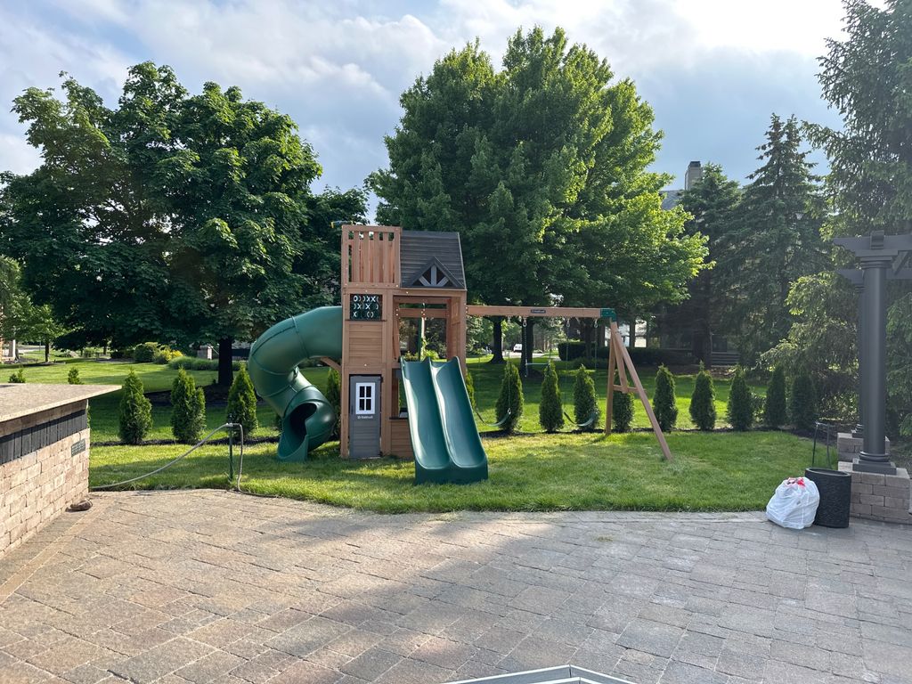 A three story playscape was assembled and it looks