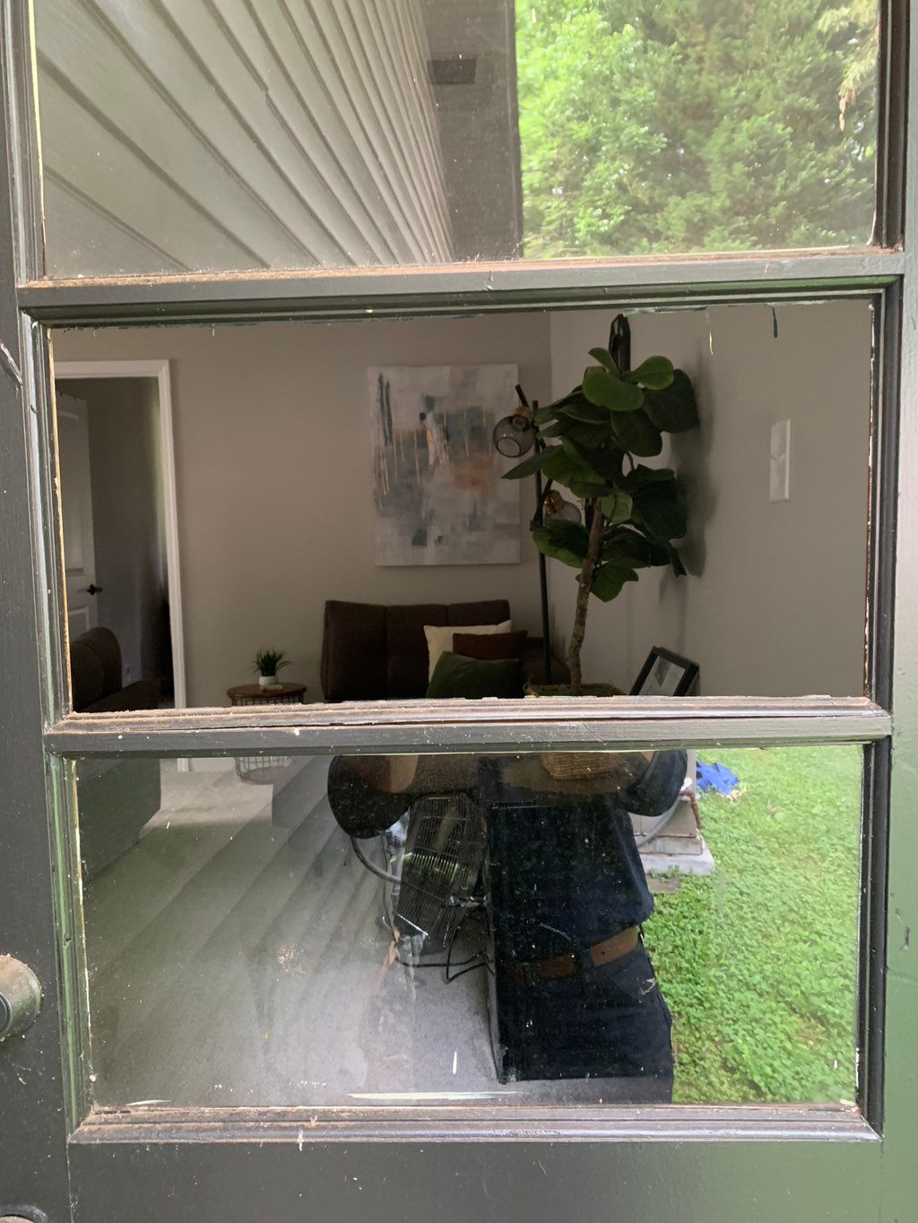 Replaced broken window pane In back door.