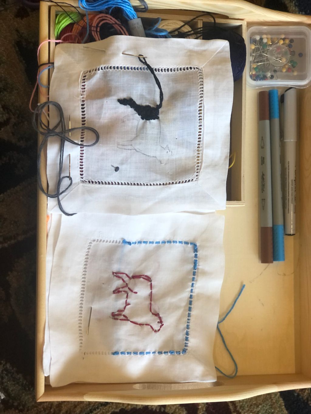 Embroidery work of a 9 & 12 year old 