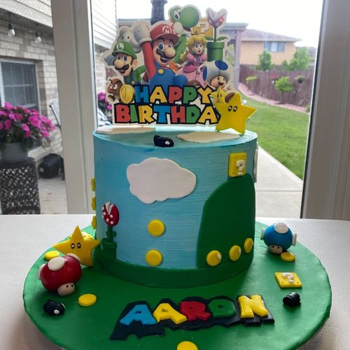 Made my sons 4 year old super Mario cake very sati