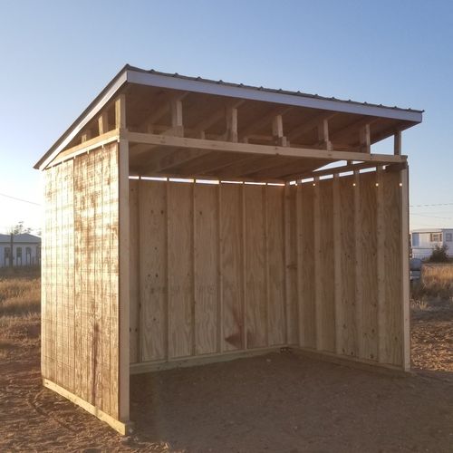 Andrew built a very sturdy horse shed that has hel