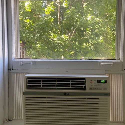 Installed a window air conditioner.