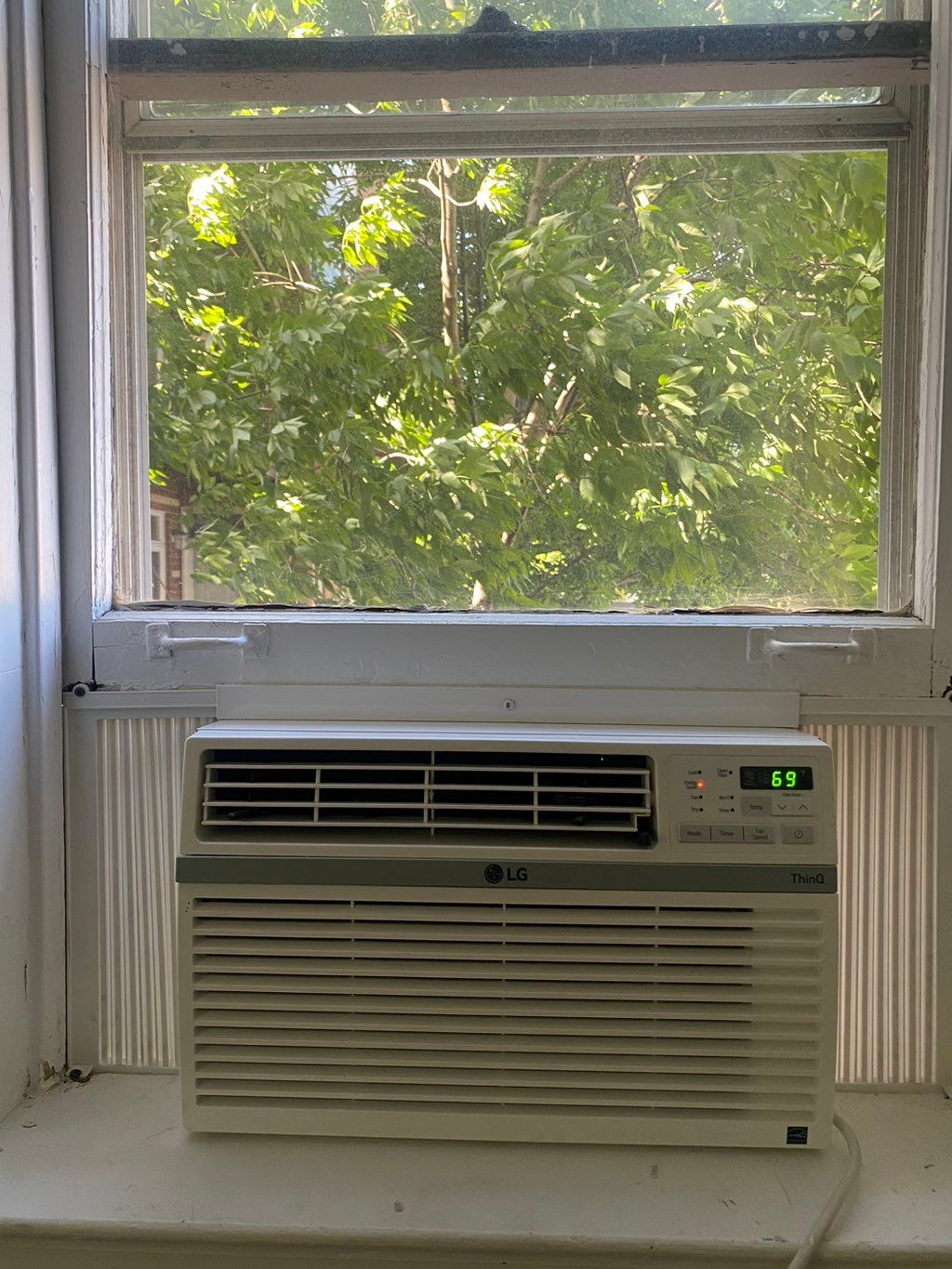Installed a window air conditioner.