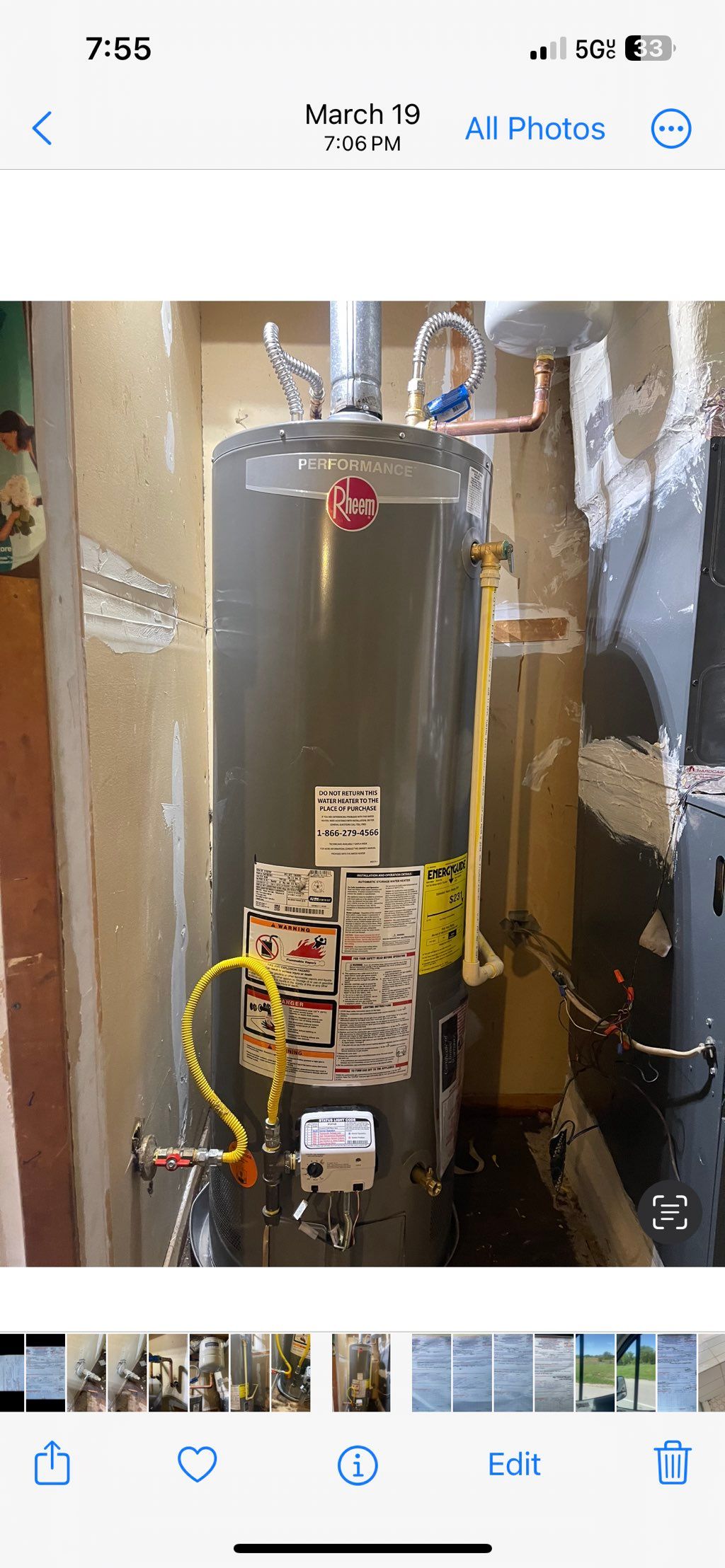 Typical replacement of standard tank water heater 