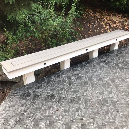 built in bench with lights