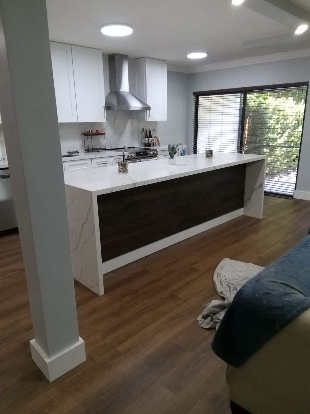 Wall boards installed; after