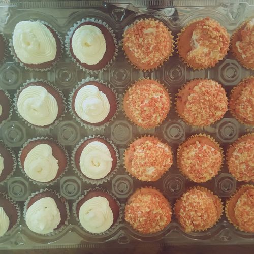 Half and Half Red Velvet/Strawberry Crunch Cupcake