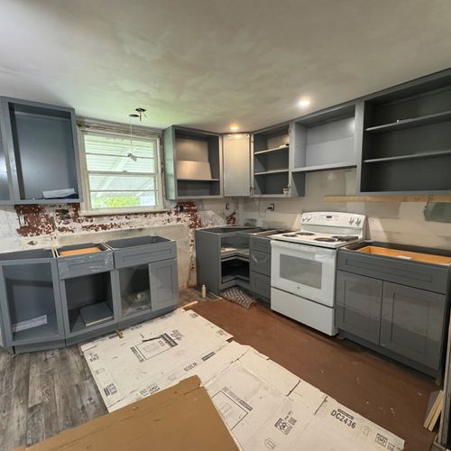 Assembling kitchen cabinets,and installing it, per