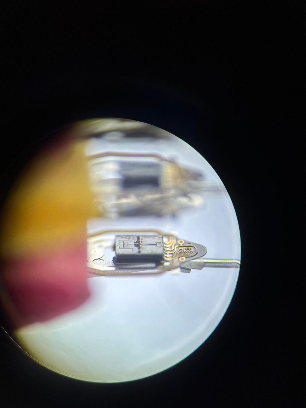Microscopic view of the reading head with microsco