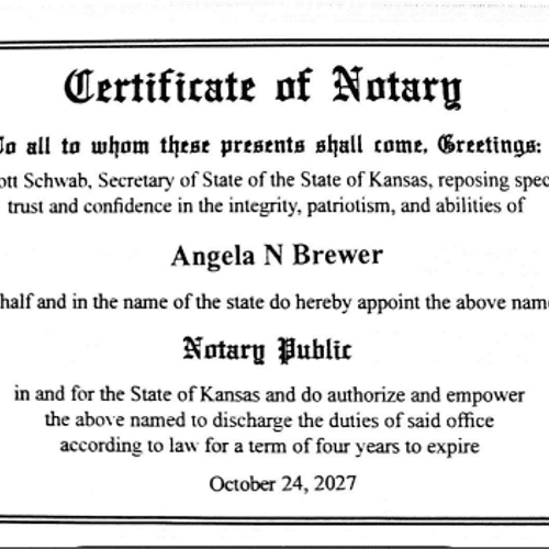 KS commission certificate