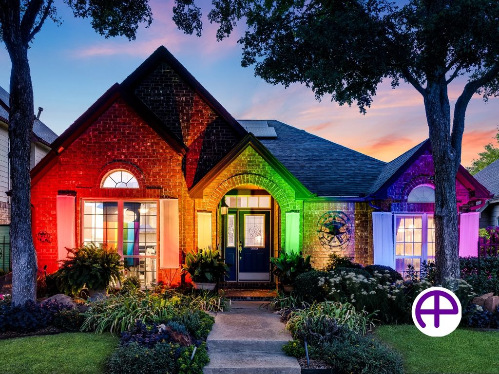 Twilight Photo: Pride Home with Rainbow Lighting