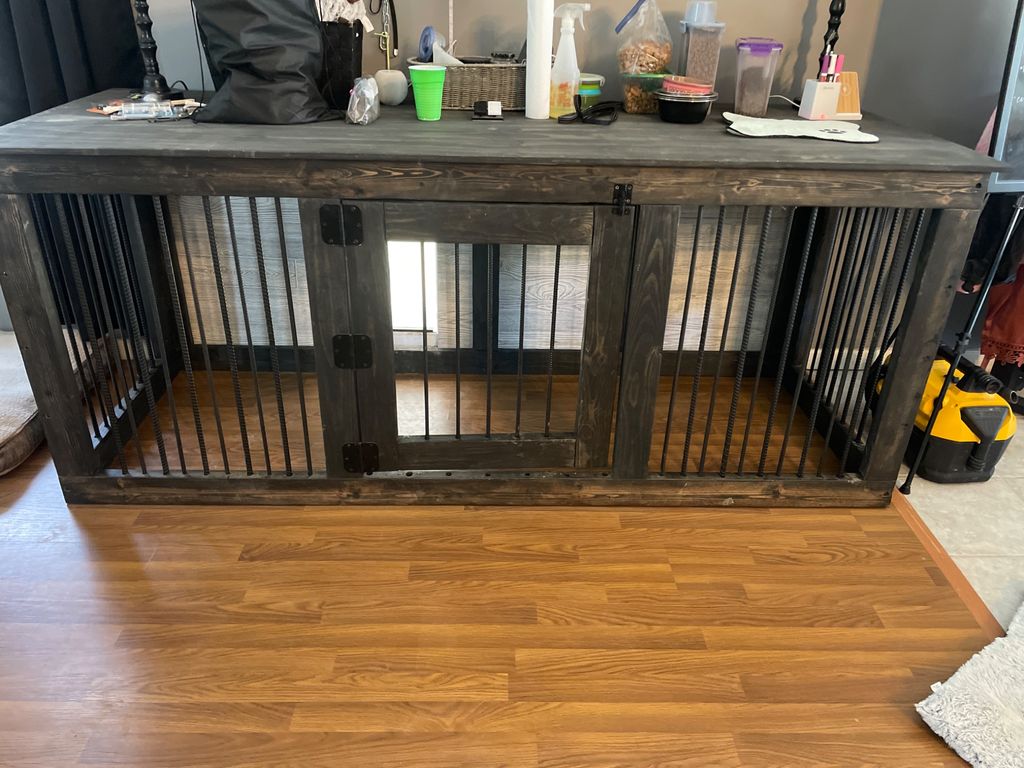 I needed a big dog crate with a doggy door out to 