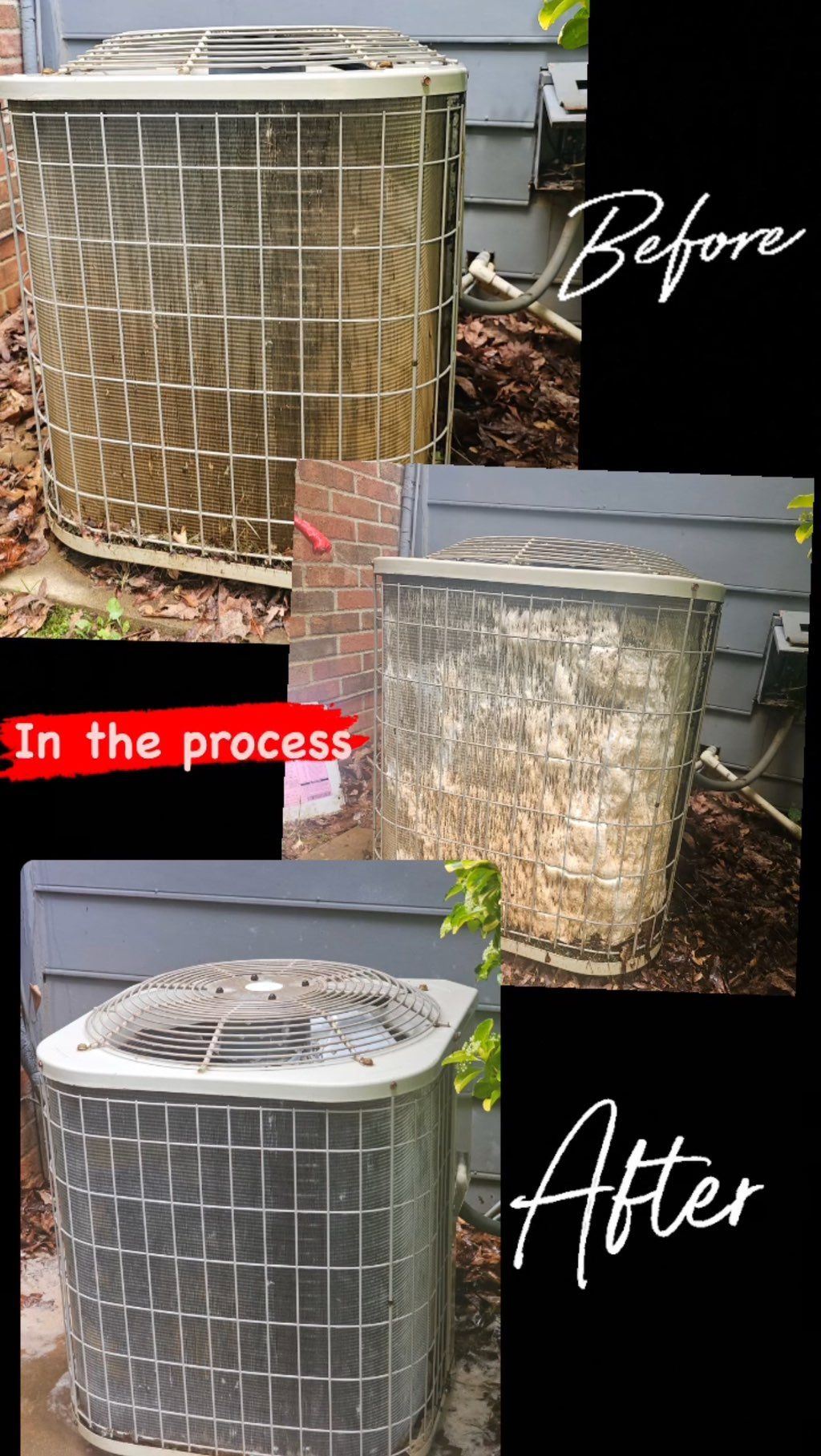 Before & After cleaning an extremely dirty coil. 