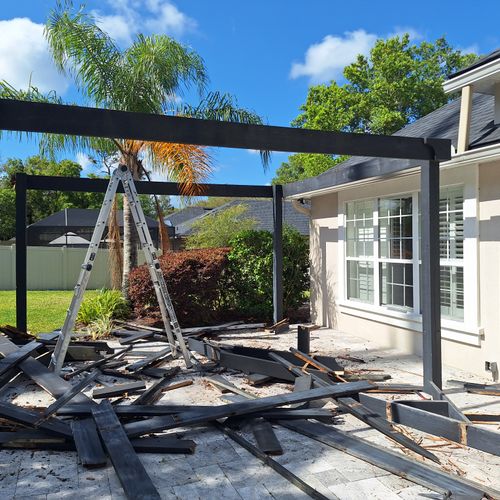 pergola half demolished