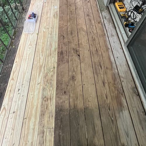 Deck after replacing rotten floorboards and joists