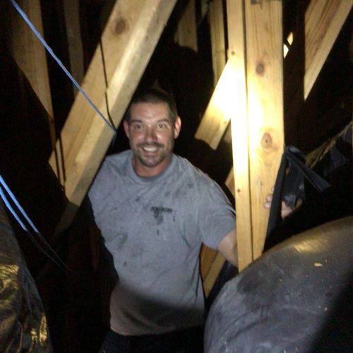 Mike C working hard in the attic