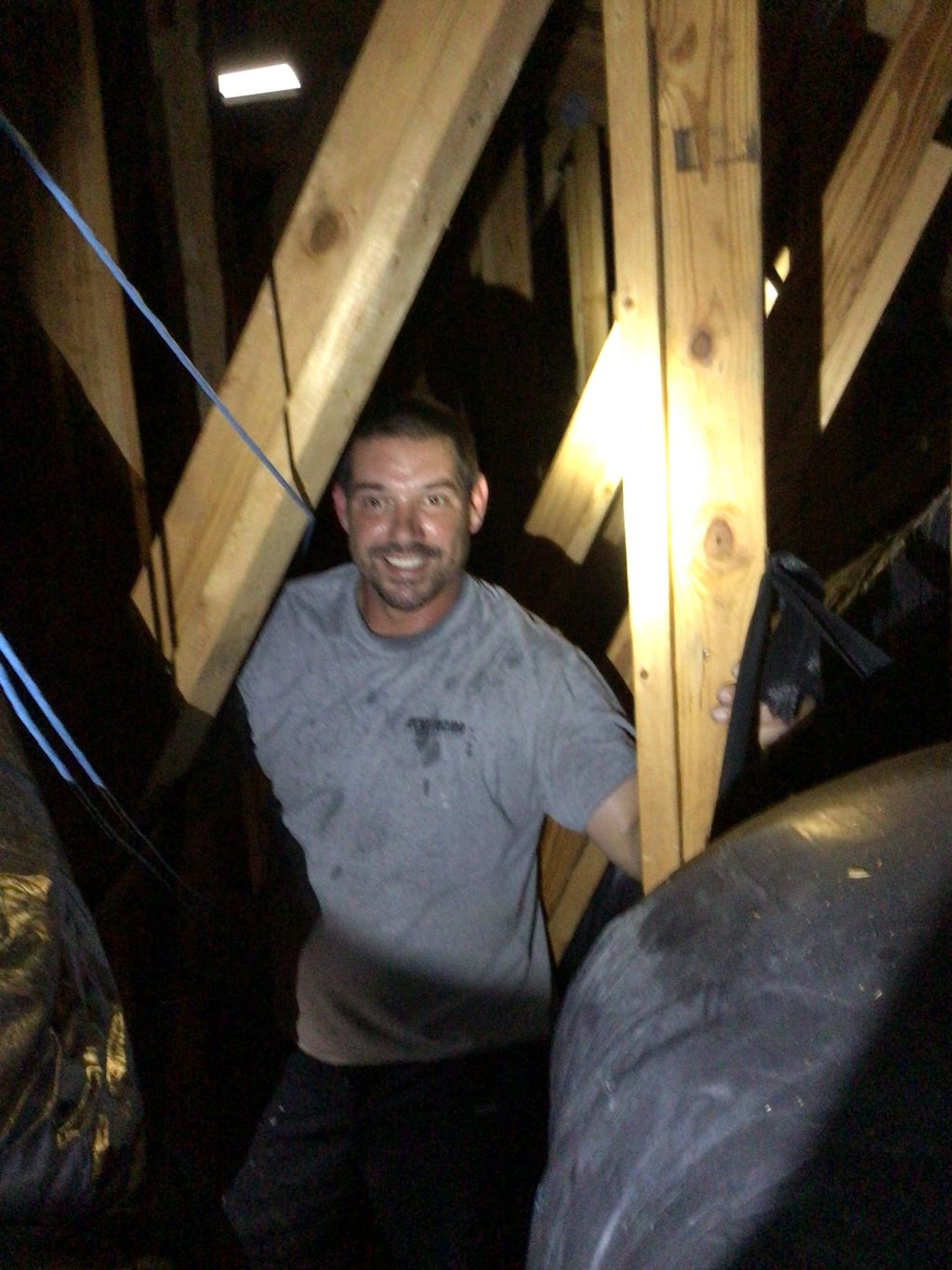 Mike C working hard in the attic