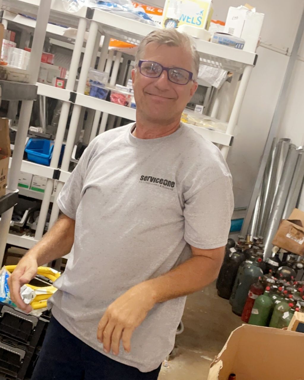 James P working in the warehouse