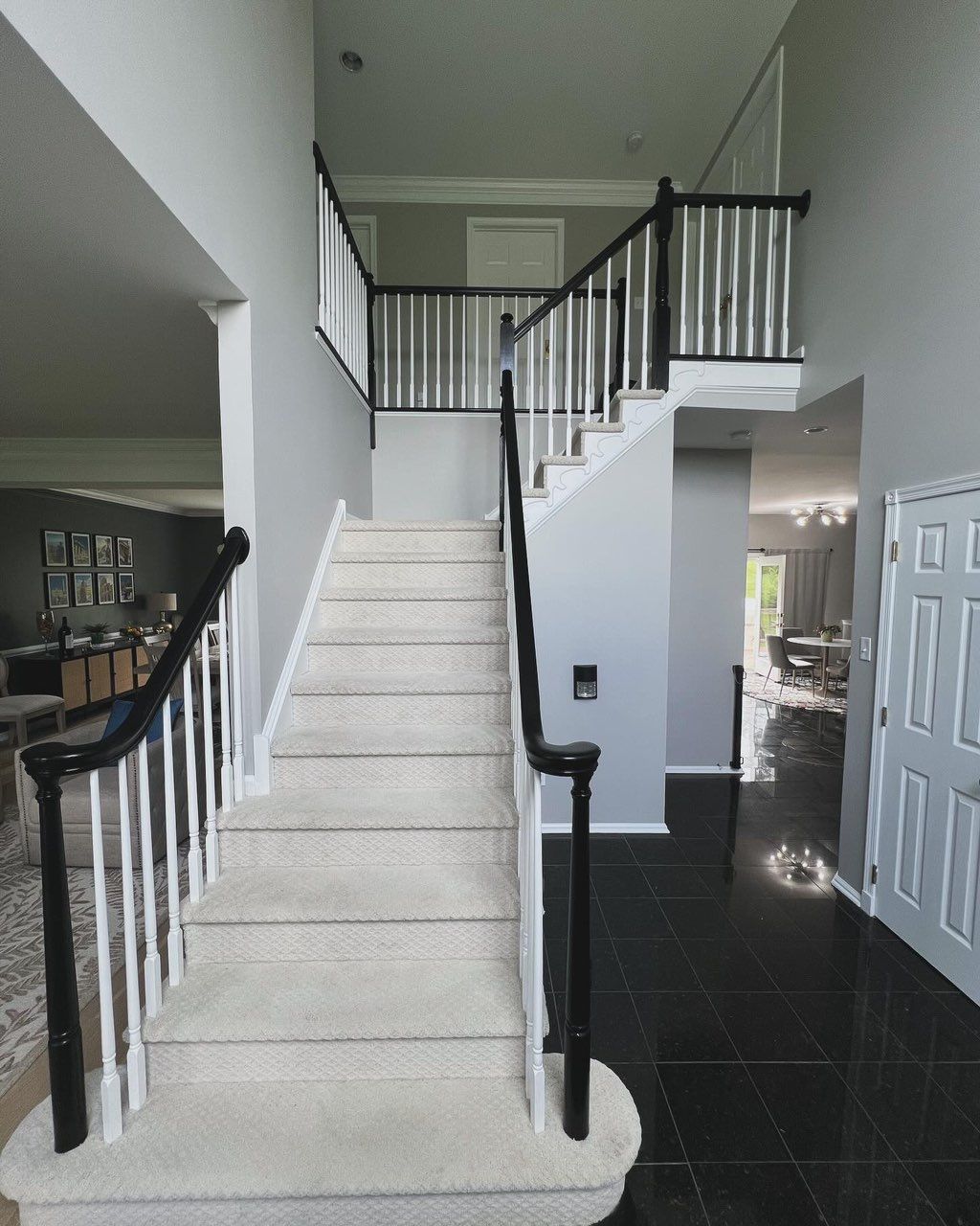 Black gel stain to wood railing