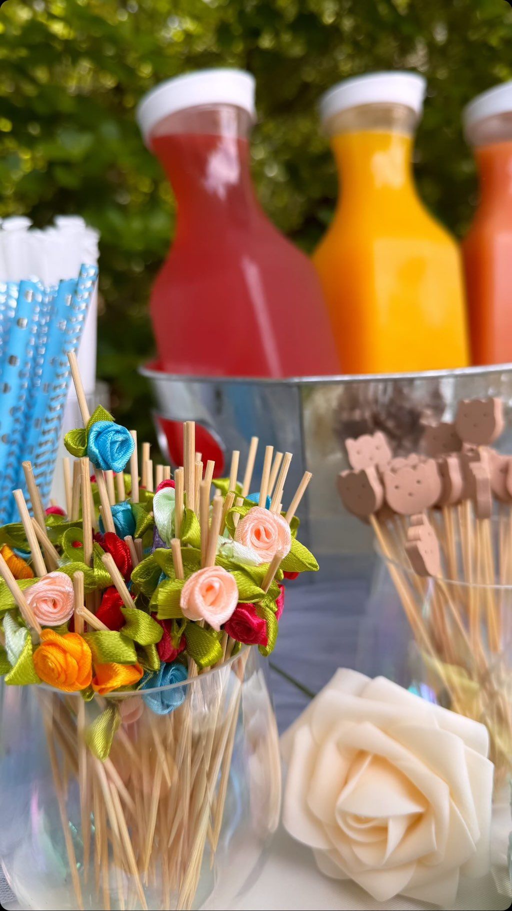 Beautiful mimosa bar for “Baby in Bloom” baby show