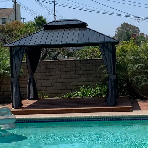 He did my gazebo with platform. Satisfied with it.