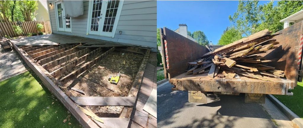 deck demolition and haul away before and after photo
